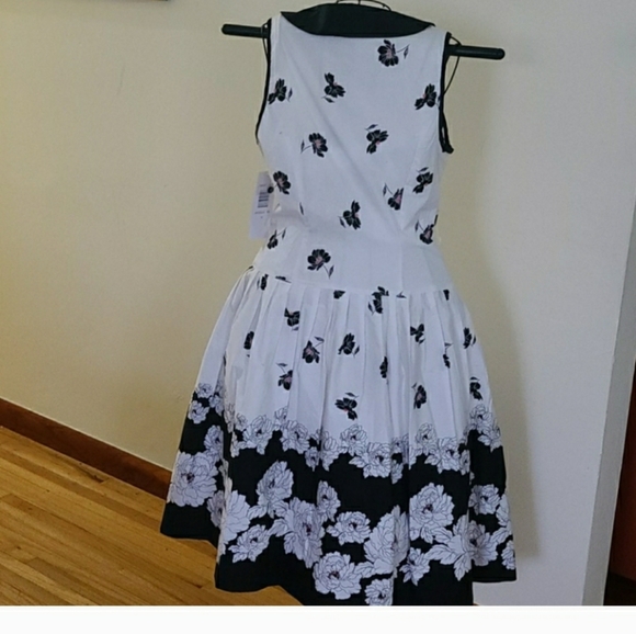 Robbie Bee Dress Vintage style White with black size 10 - Picture 3 of 9